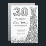 Convite Diamond Sparkle Glitter aniversário de 30 anos<br><div class="desc">Diamond Silver Sparkle Glitter aniversário de 30 anos Variações do Convite de festas do  de Vestido para o convite e itens correspondentes em nossa loja</div>
