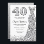 Convite Diamond Sparkle Glitter aniversário de 40 anos<br><div class="desc">Variações de aniversário de 40 anos de Convite de festas do Diamond Sparkle Glitter Dress para o convite e itens correspondentes na nossa loja</div>