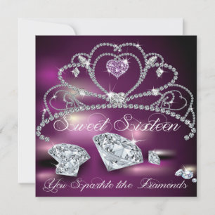 Convite Diamond Tiara Glitzy Doce Dezesseis