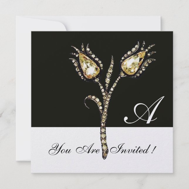 Convite DIAMOND TULIPS MONOGRAM ,Ice Metallic (Frente)