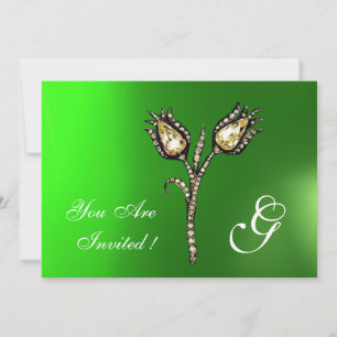 Convite DIAMONIA TULIPS MONOGRAM, Green Emerald