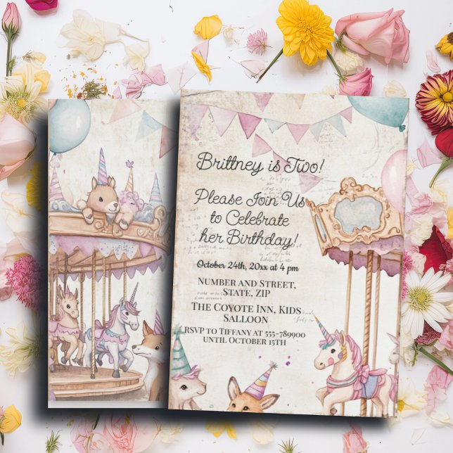 Convite Diário Adorável com Festa de segundo aniversário d (Criador carregado)