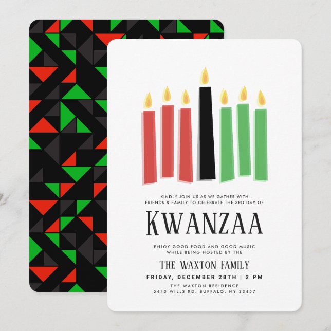 Convite Dias de Kwanzaa | Evento de Parte (Frente/Verso)
