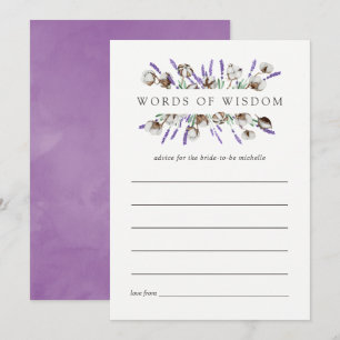 Convite Dicas de Chá de Noiva de Algodão Aquarela Lavanda