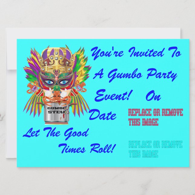 Convite Dicas de Exibição de Rainha Gumbo do Festival, por (Frente)