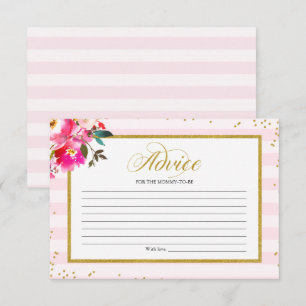 Convite Dicas para Mamãe de Rosa Floral Chá de Bebê