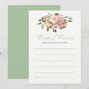 Convite Dicas para mamãe no chá de bebê Blush e Sage