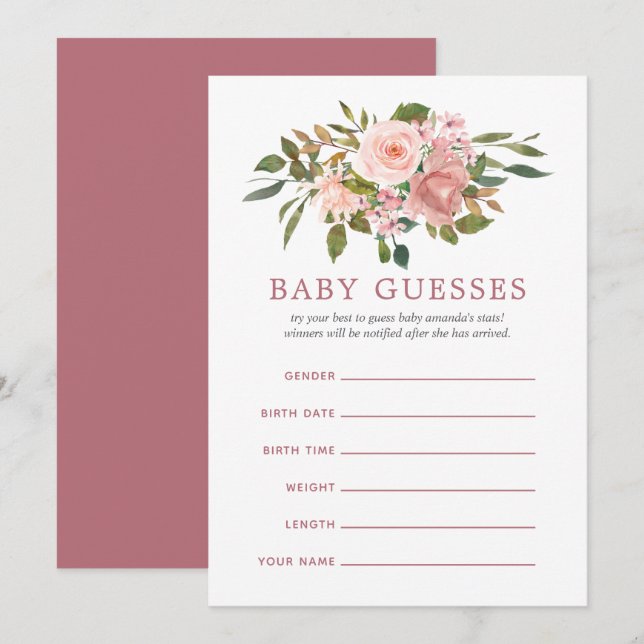 Convite Dicas para Mamãe no Chá de Bebê Rosa e Dourado (Frente/Verso)