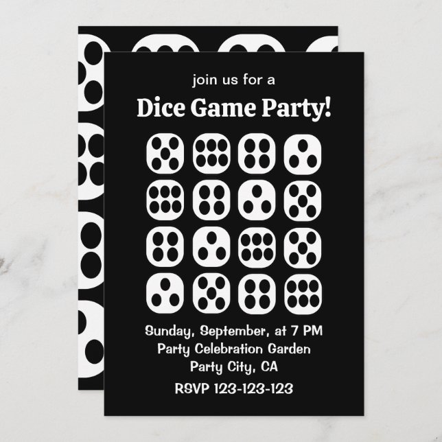 Convite Dice Roll Game Party (Frente/Verso)