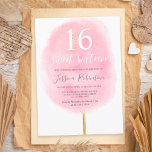 Convite Difusão algodão doce brilho coloração rosa-d'água<br><div class="desc">Cinza divertida e rosa claro de água doce doce 16 com festa de aniversário doce doce de algodão doce, cor de água doce, com pintura manual, pincel pincel rosa e quente, cor de água rosa, com um roteiro moderno de caligrafia e brilho dourado . perfeito para diversão temas de feira...</div>