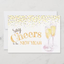 Convite Diga aplausos para os óculos de champanhe de Ano N