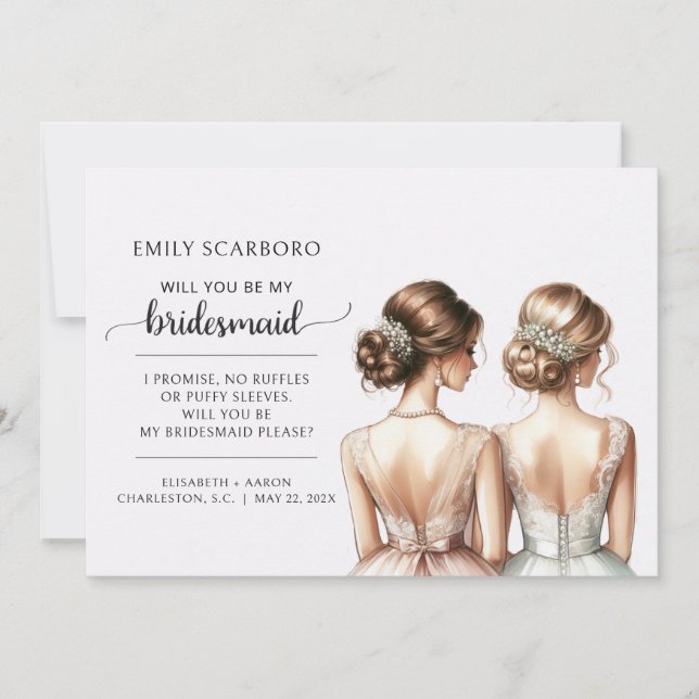 Convite Diga Sim, Você Será Minha Proposta De Bridesmaid (Frente)