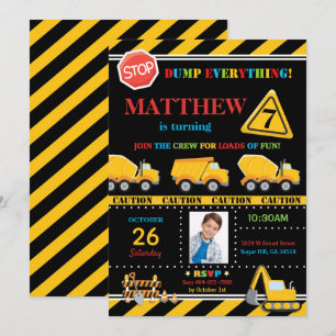 Convite Digers De Festa de aniversário De Construção Despe