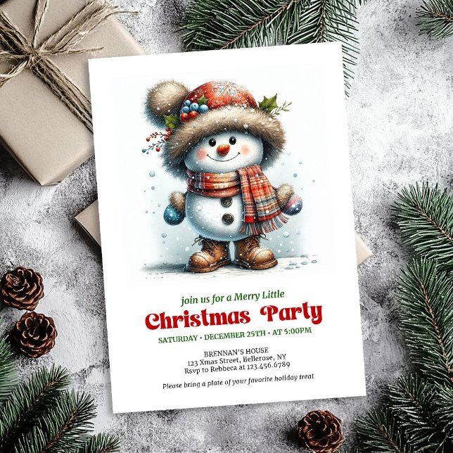 Convite digital alegre e divertido de boneco de ne (Joyful funny snowman invite festive party digital

)