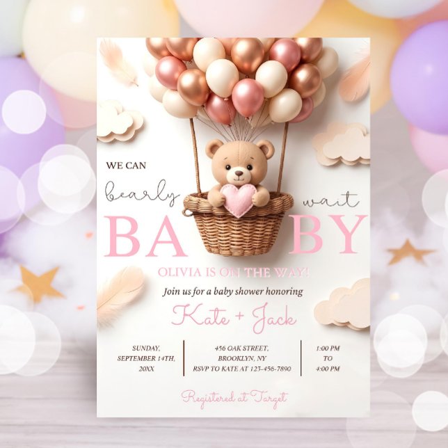 Convite Digital Baby Girl Shower Invitation Template, Edit (Criador carregado)
