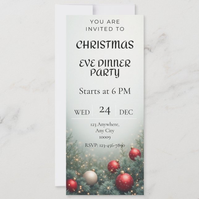 Convite Digital Christmas Eve Dinner party Invitation (Frente)