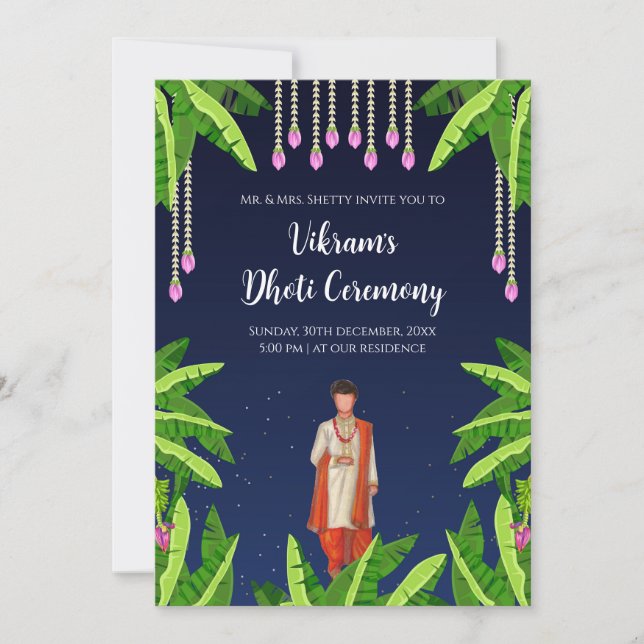 Convite digital da Ceremony Boy Dhoti (Frente)