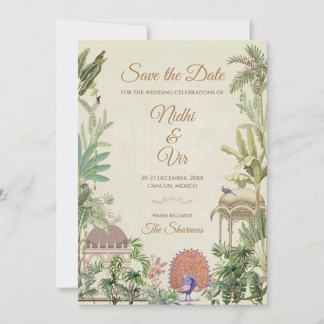Convite digital de casamento indiano para salvar a (Frente)