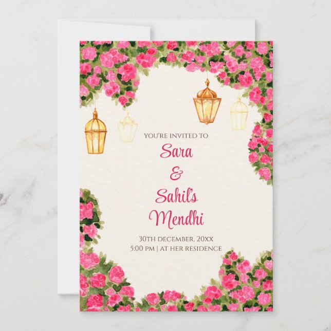 Convite digital de Mehendi & Convite de Mehendi di (Frente)