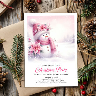 Convite Digital de Natal Boneco de Neve Rosa Feliz