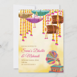 Convite Digital Dholki invites Mehndi invitations, Mehndi
