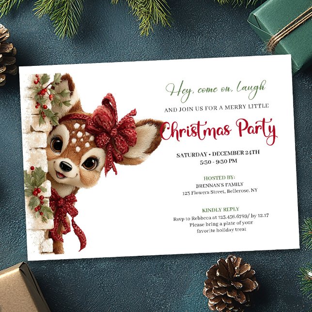 Convite digital editável de Rena Festiva (Festive Reindeer Invite editable digital download)