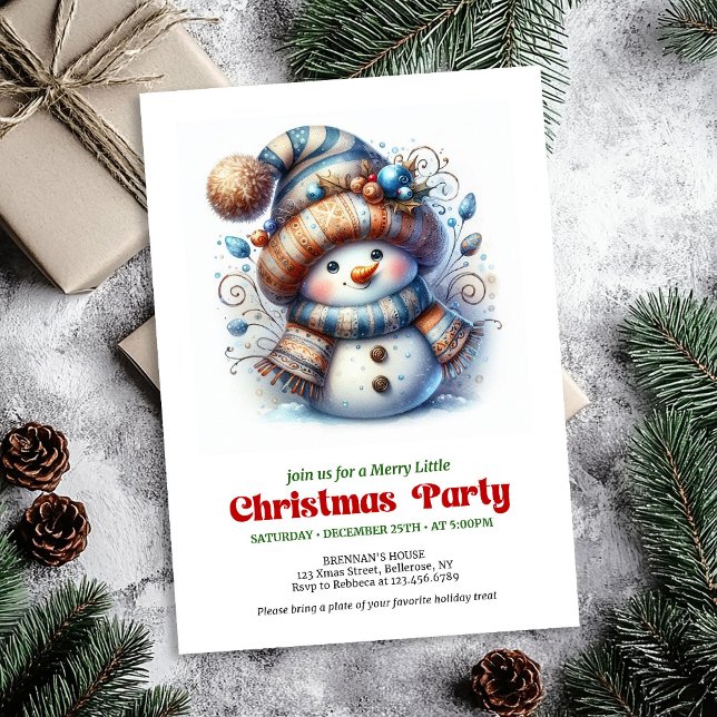 Convite digital festivo de neve engraçado e aconch (Cozy funny snowman holiday invite festive digital

)