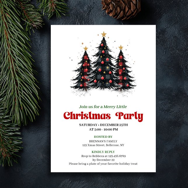 Convite Digital Festivo de Xadrez Búfalo Chic (Chic Buffalo Check Festive Party Digital Invite)