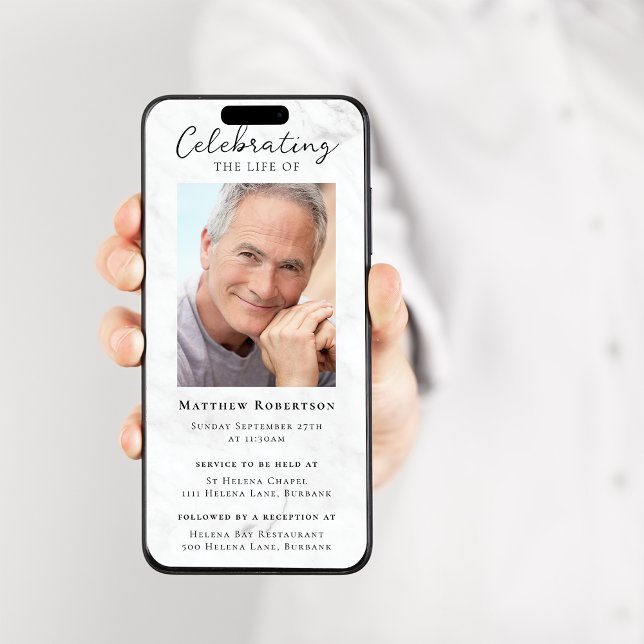Convite Digital Funeral de Foto Marble (Criador carregado)