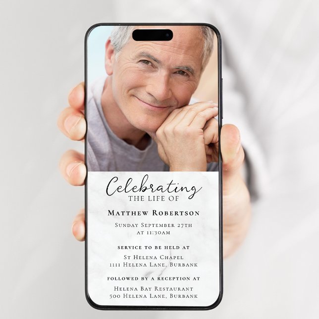 Convite Digital Funeral de Foto Marble (Criador carregado)