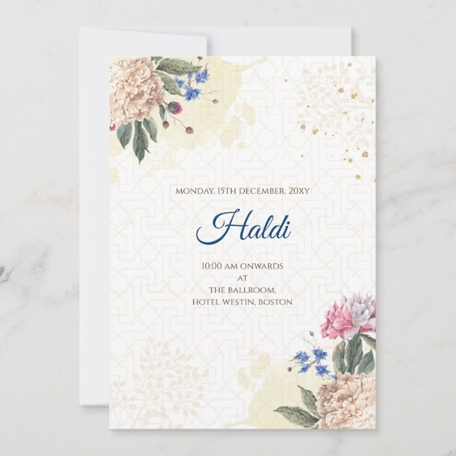 Convite digital Haldi & cartão de casamento indian (Frente)