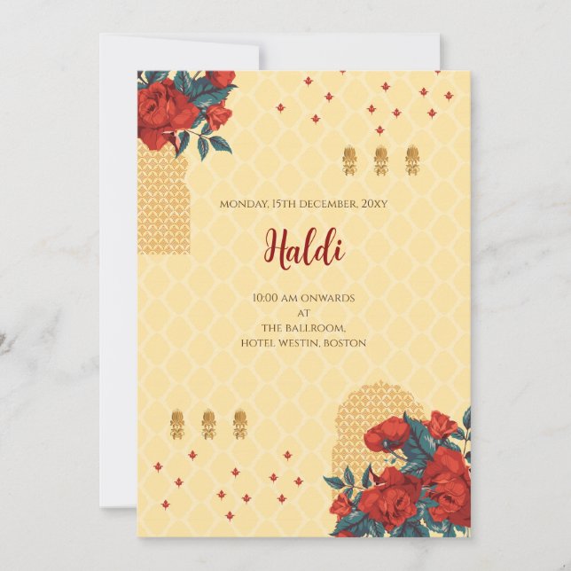 Convite digital Haldi & cartão de casamento indian (Frente)