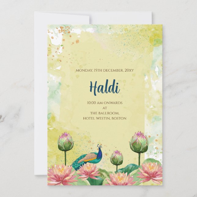 Convite digital Haldi & cartão de casamento indian (Frente)