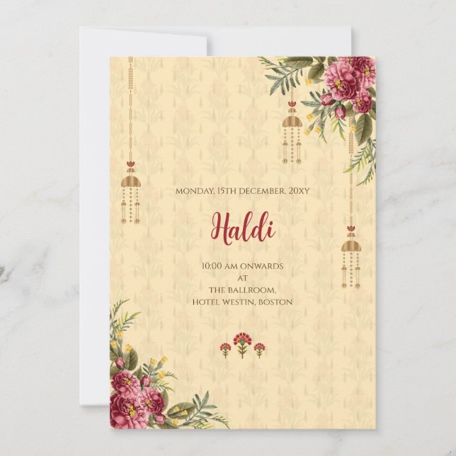 Convite digital Haldi & cartão de casamento indian (Frente)