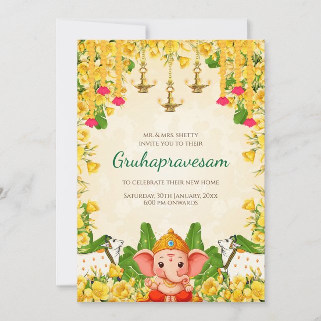 Convite digital indiano para o aquecimento das cas (Frente)