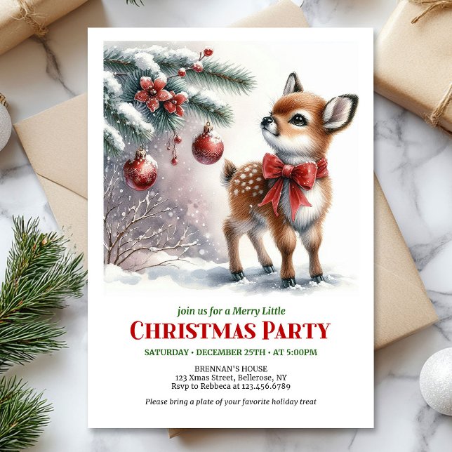 Convite digital infantil de Natal para crianças co (Bright baby fawn Christmas kids invitation digital download template)
