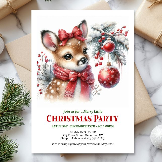 Convite digital infantil Natal veado floresta acon (Cozy woodland deer Christmas kids invite digital download)