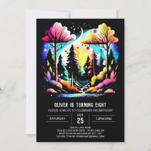 Convite Digital no Aniversário de criança de floresta