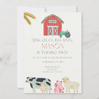 Convite Digital Oink Cluck Baa Moo