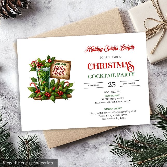 Convite digital para coquetéis de Mojito engraçado (Stylish Funny Mojito Cocktail digital invitation)