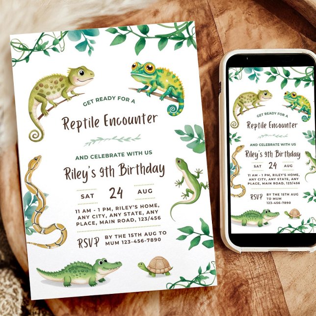 Convite Digital para o Cobra do Reptile Birthday (Criador carregado)