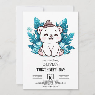 Convite Digital primeiro aniversario de Urso Polar Sonho d