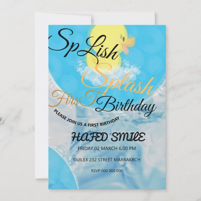 Convite Digital Rubber Ducky Themed Birthday Invitation, B (Frente)