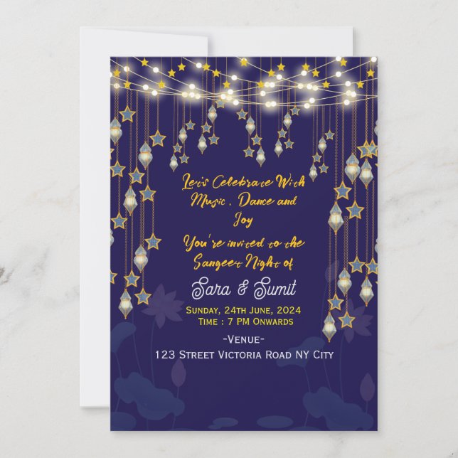 Convite Digital Sangeet Night Invitations  (Frente)