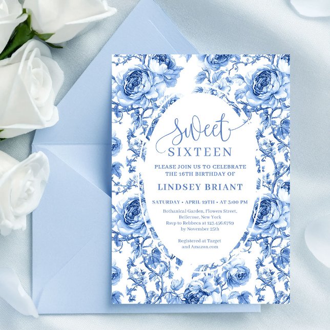 Convite Digital Sweet Sixteen Deep Blue Roses (Deep Blue Roses Digital Invitation Sweet Sixteen)