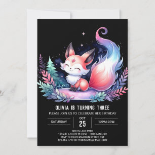 Convite Digital Whimsical Wild Fox Birthday
