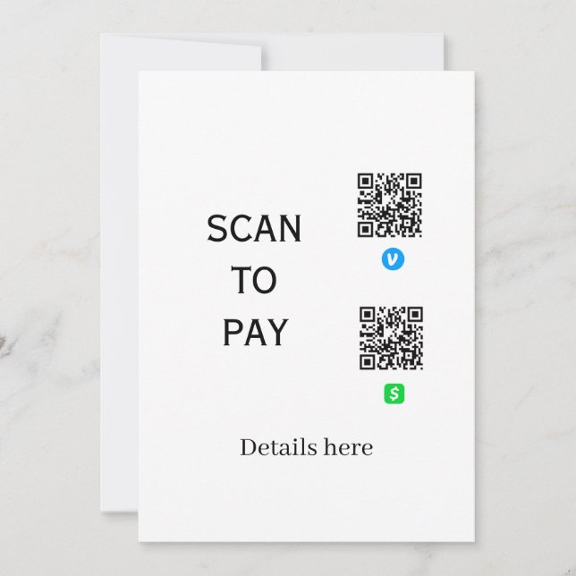 Convite digitalizar para pagar detalhes do código QR do ve (Frente)