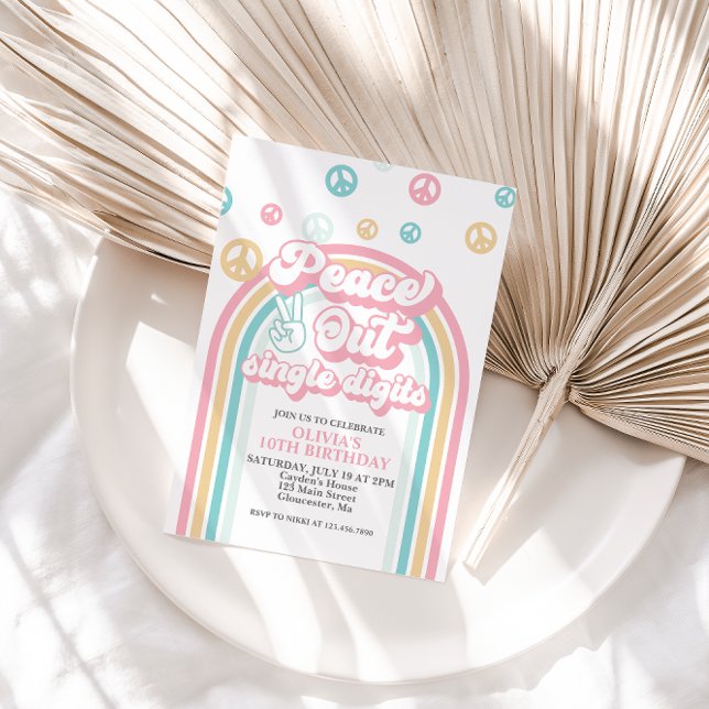 Convite Dígitos de Solteiro de PEACE-Out - 10º Aniversário (Criador carregado)