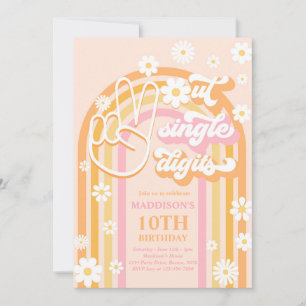Convite Dígitos do Solteiro Peace Out Boho Rainbow 10º ani