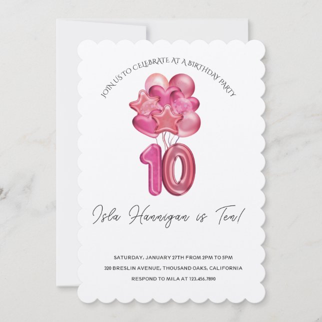 Convite Dígitos duplos Bash de aniversário (Frente)